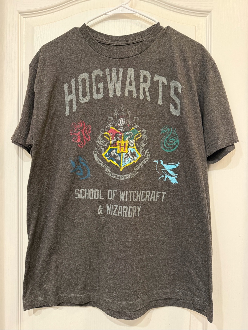 Hogwarts Short Sleeve Kids Tee - Charcoal with Multicolor Crest